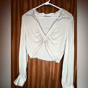 Zara Cream Ruched Front Blouse